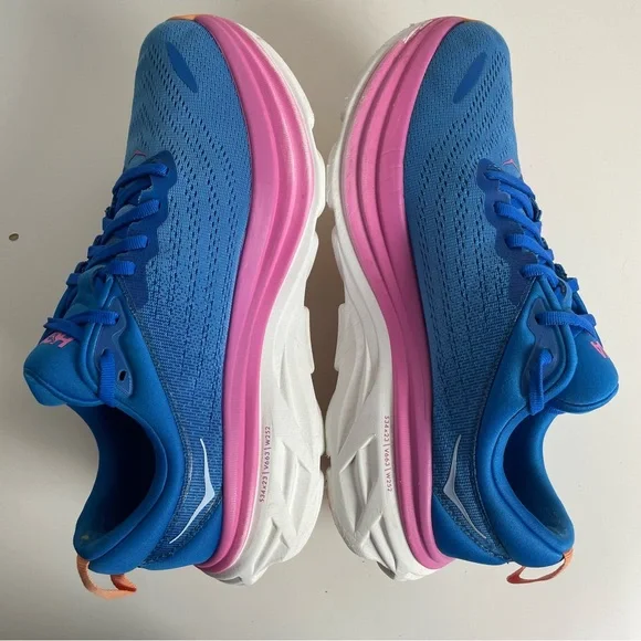 Hoka Bondi 8 Running Shoes Women's Size 10B Blue Pink Sneakers Gym - Picture 6 of 12